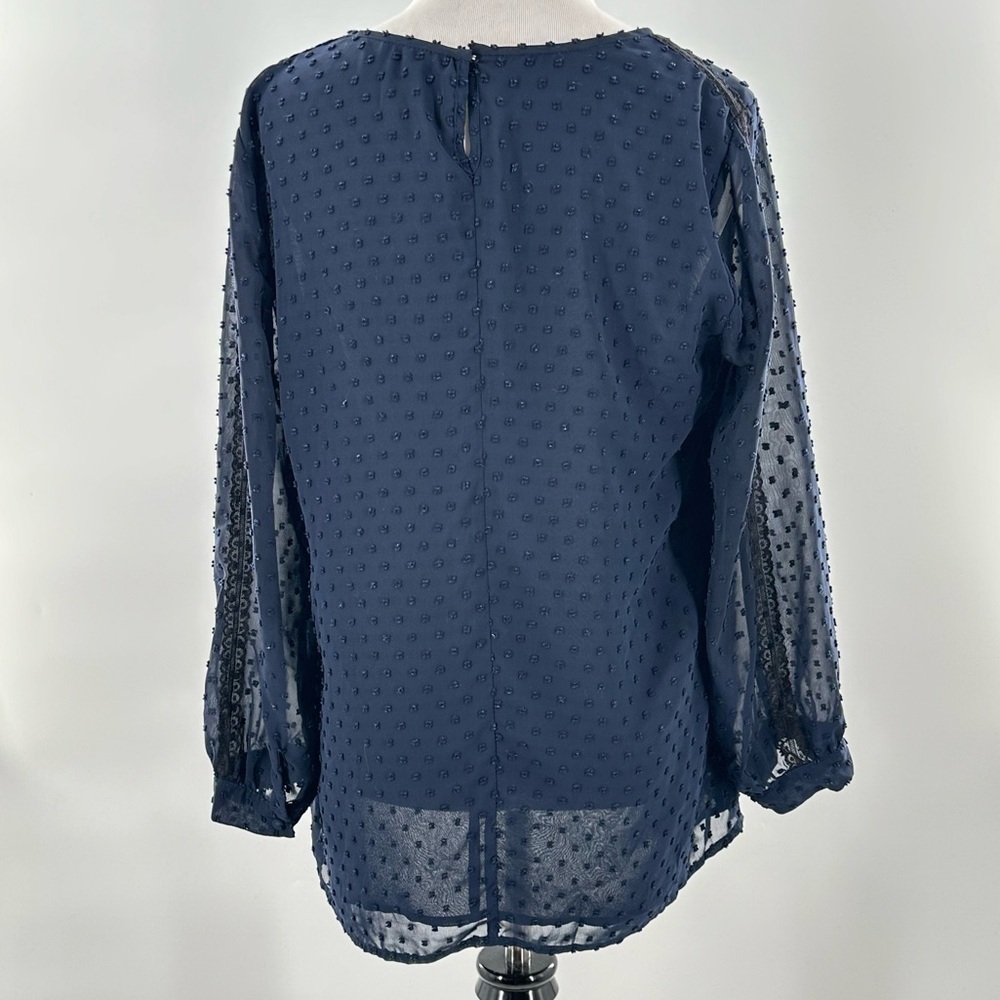 j crew outlet womens top size 6 navy blue swiss dot career - Picture 5 of 11